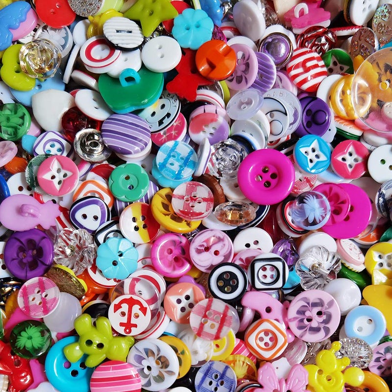 Chenkou Craft Random 100pcs Small Plastic Buttons DIY Sewing Craft Accessory (Mix) - Image 1